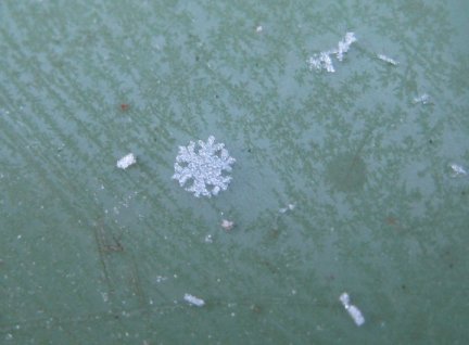 a snow crystal close up